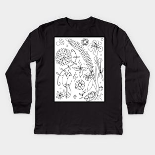 Flowery Coloring Page Kids Long Sleeve T-Shirt